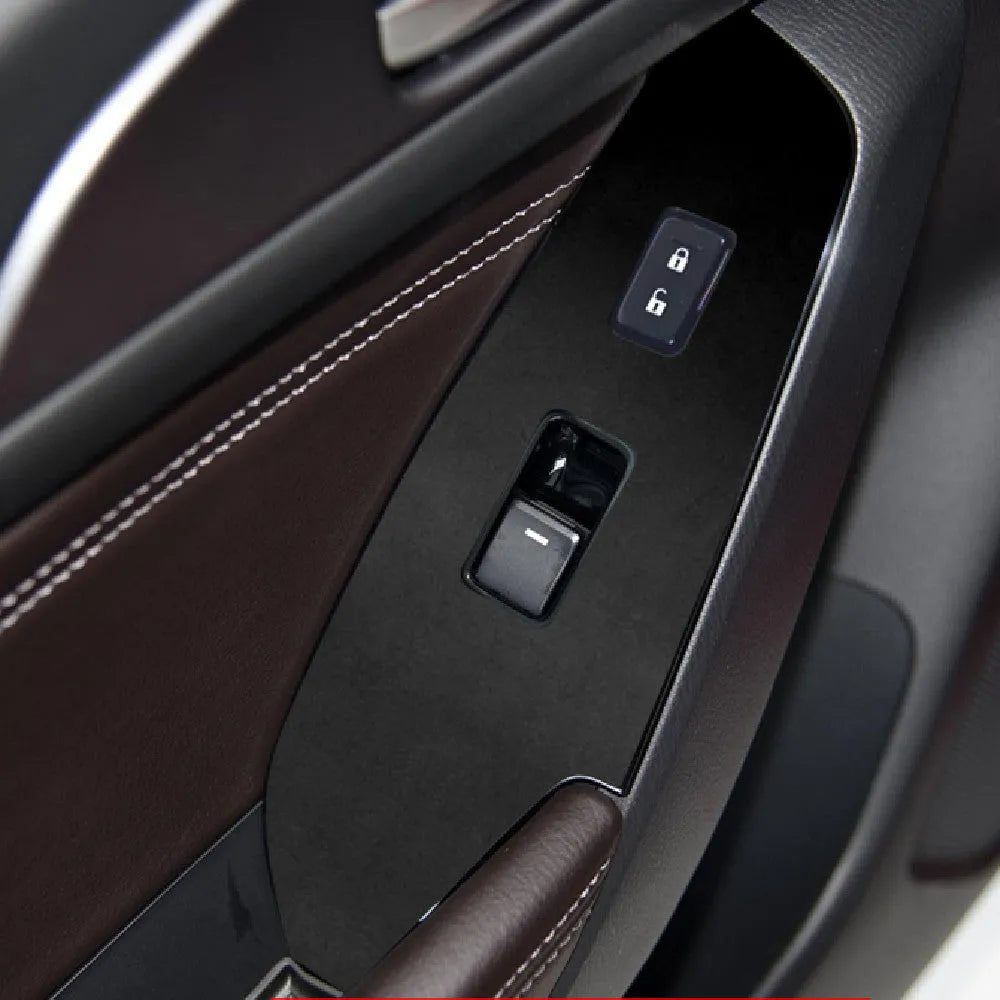 Set of four TPU protective films for 14-19 car door control panels in various finishes.