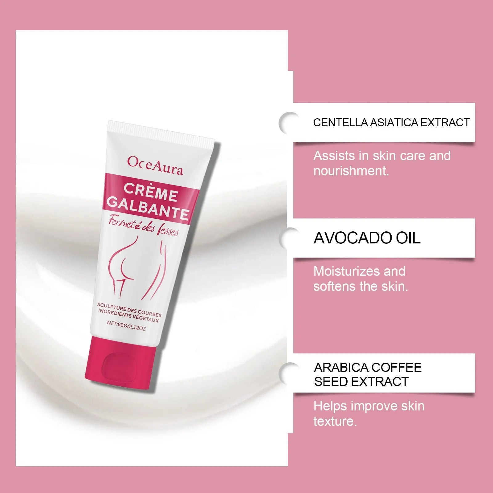 60g hip neck tightening cream jar with moisturising and nourishing formula