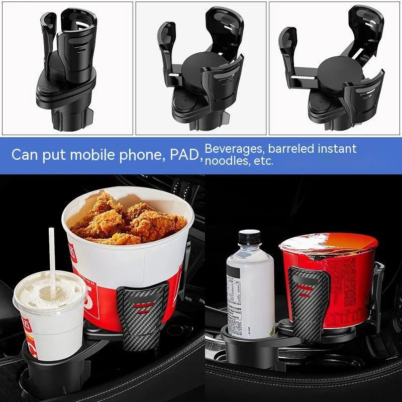 Second generation car cup holder modification in ABS plastic with carbon fibre or matte finish
