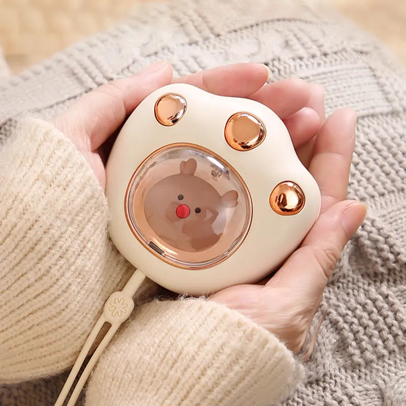 Mini USB rechargeable cat paw electric hand warmer in pink with two temperature settings