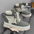 High-top platform Martin boots for students, animal pattern, pointed toe, beige colour