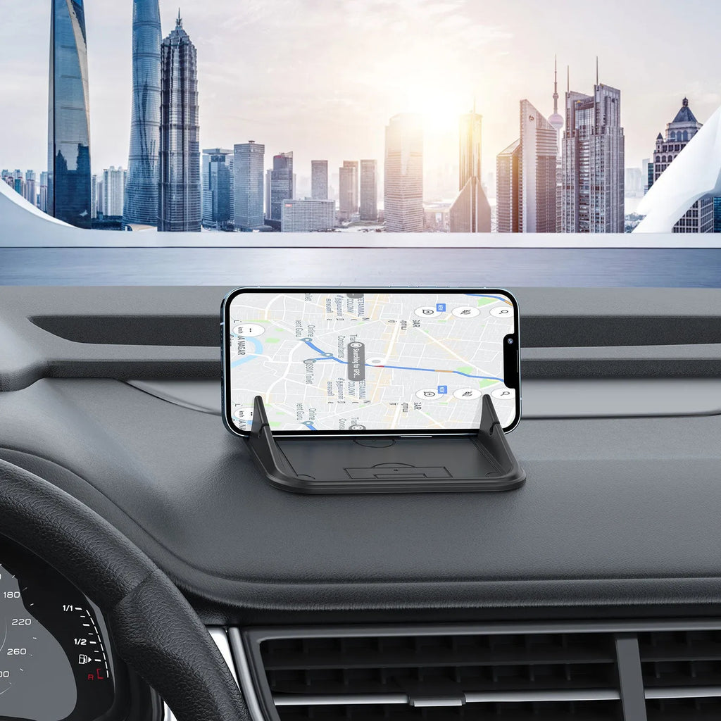 Peak-X5 coloured silicone automobile phone holder for car or desk.