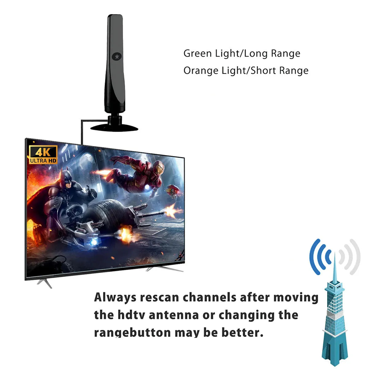 Black HDTV vertical suction cup digital TV antenna with 3m coaxial cable and F adapter, 60x150mm, 85g