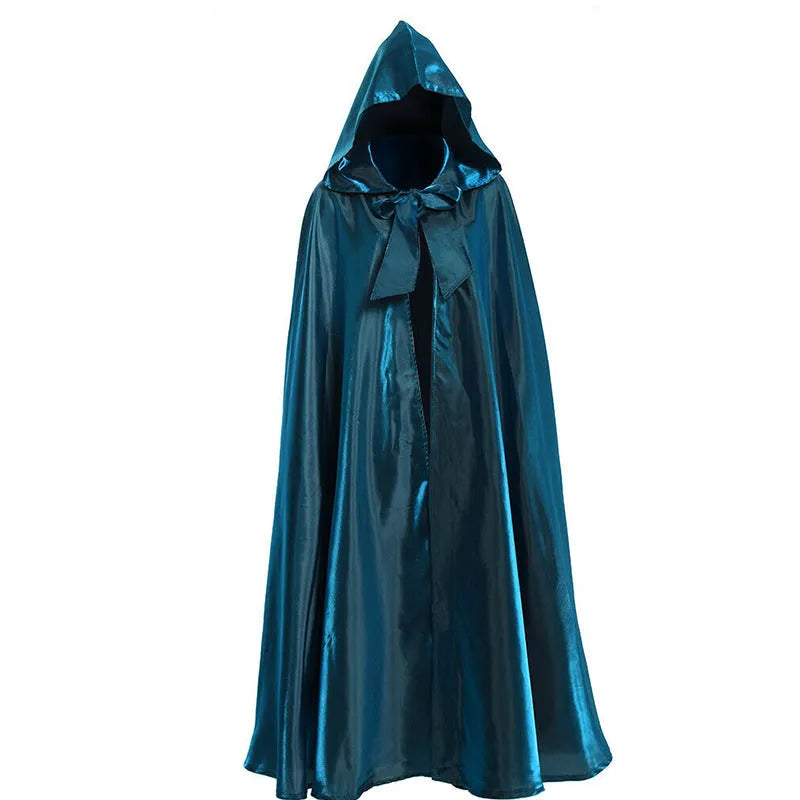 Medieval cloak wizarding robe Halloween costume in red purple green black brown orange, sizes S-XXL