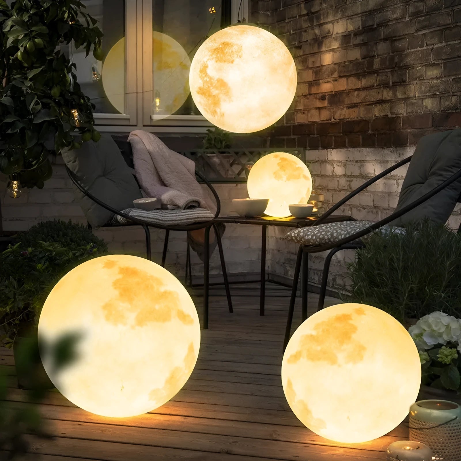 Moon chandelier acrylic planet art pendant light in warm light 20cm diameter for indoor use