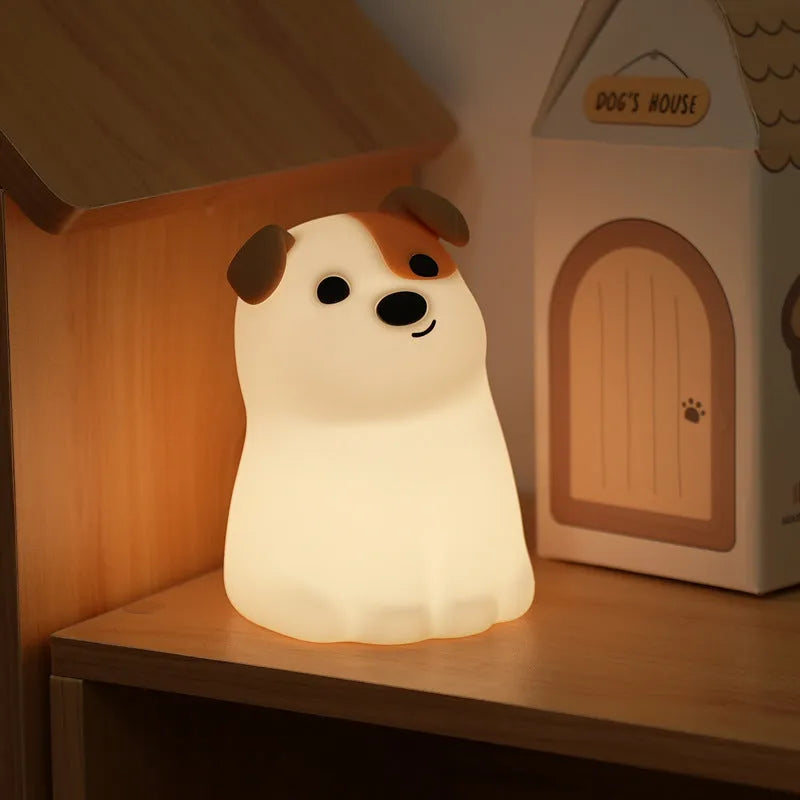 Fashion silicone puppy dog pat night light in Kinddog Sleeping Light colour showing cartoon animal design