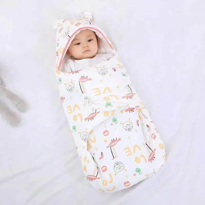 Cotton sleeping bag for newborn babies, pure cotton hold quilt in Green Elephant style, size 3M