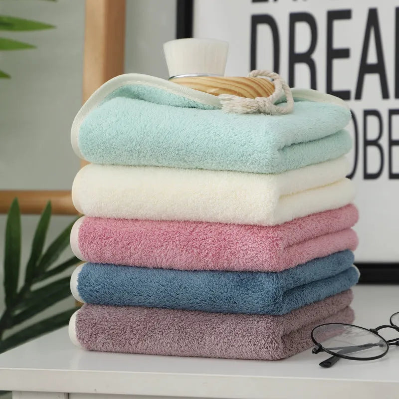 Thickened absorbent coral fleece face washing towel, 30x60cm, in one of nine colours