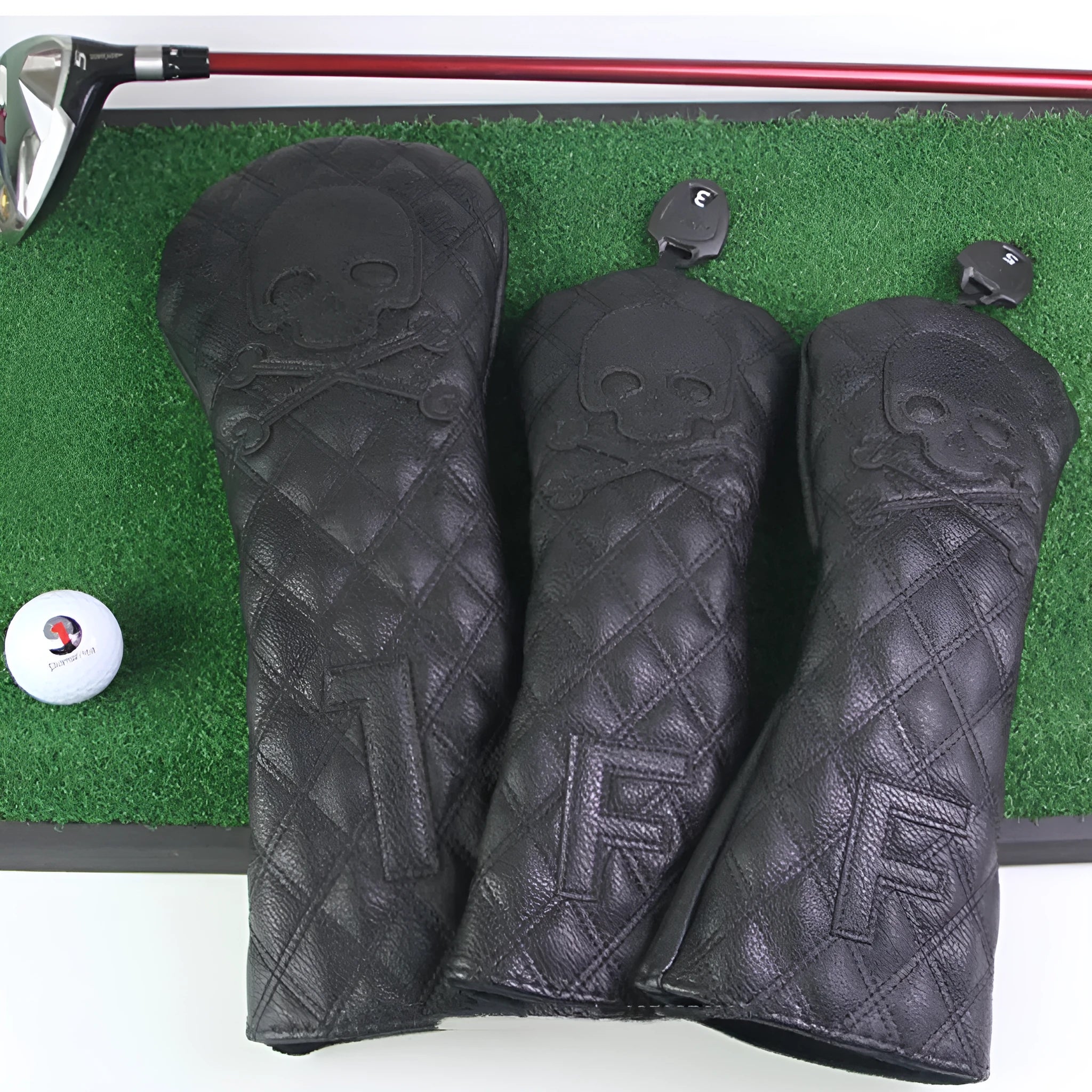 Black and white golf wooden pole waterproof protective cover made from PU material