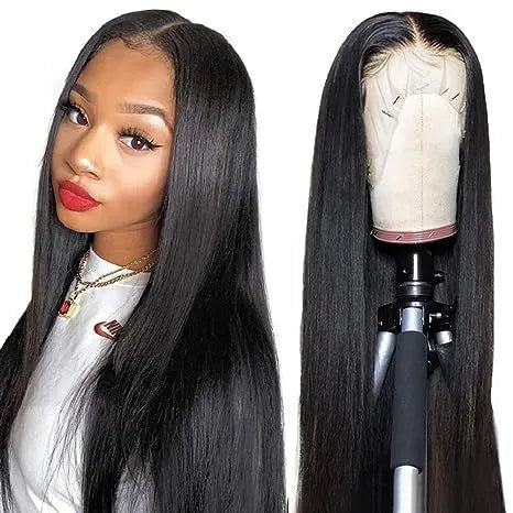 Front lace human hair wig in lengths from 12 to 32 inches, hot dyeable and suitable for any skin colour, with wig cover