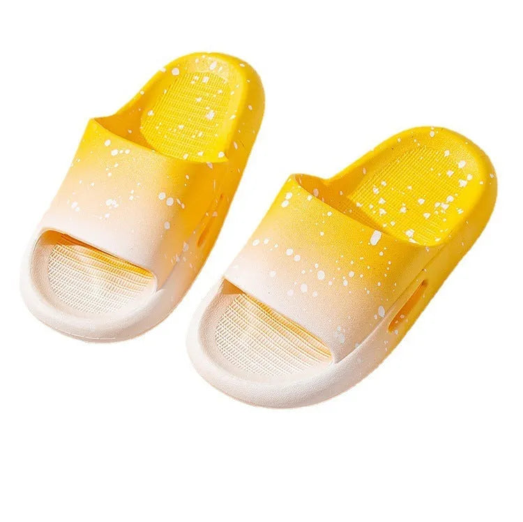 Children's gradient colour PVC summer slippers with non-slip soles in blue, yellow, green, orange, or pink