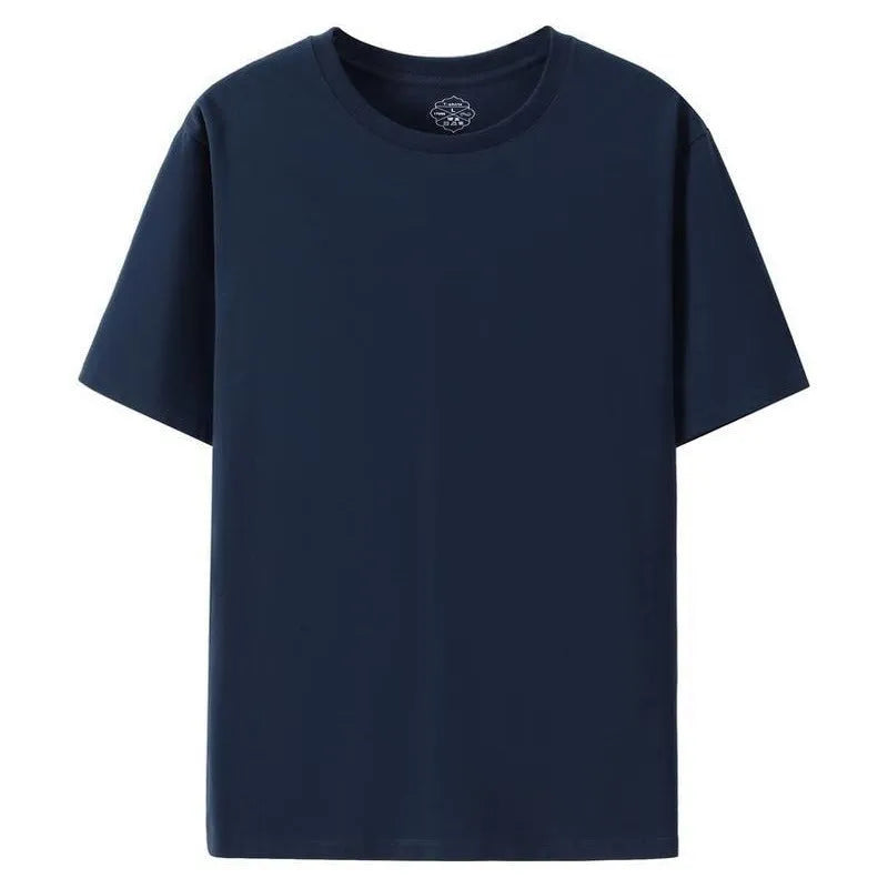 Cotton slim fit T-shirt with round neck and short sleeves in black or white