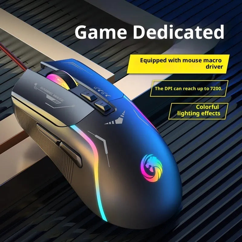 Wired gaming mouse in black with optical sensor, 128x68x45mm dimensions and 1.5m cable