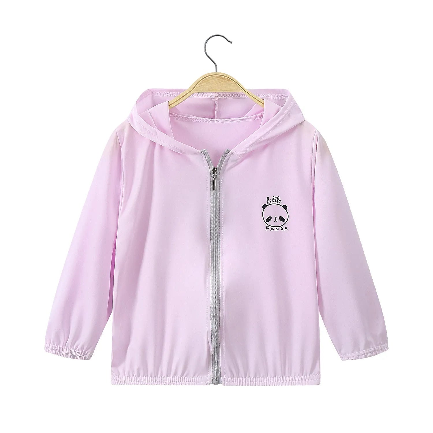 Children's Ice Silk sun protection jacket in white, showing front view with zip and collar