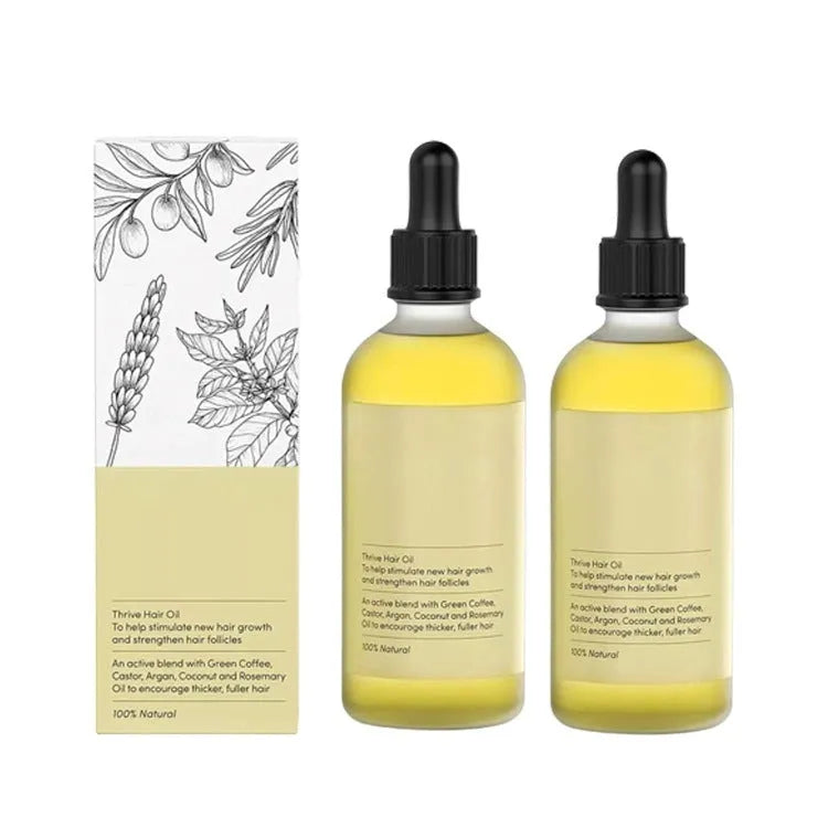 Yellow rosemary hair essential oil in a 60ml bottle for split ends and scalp treatment.