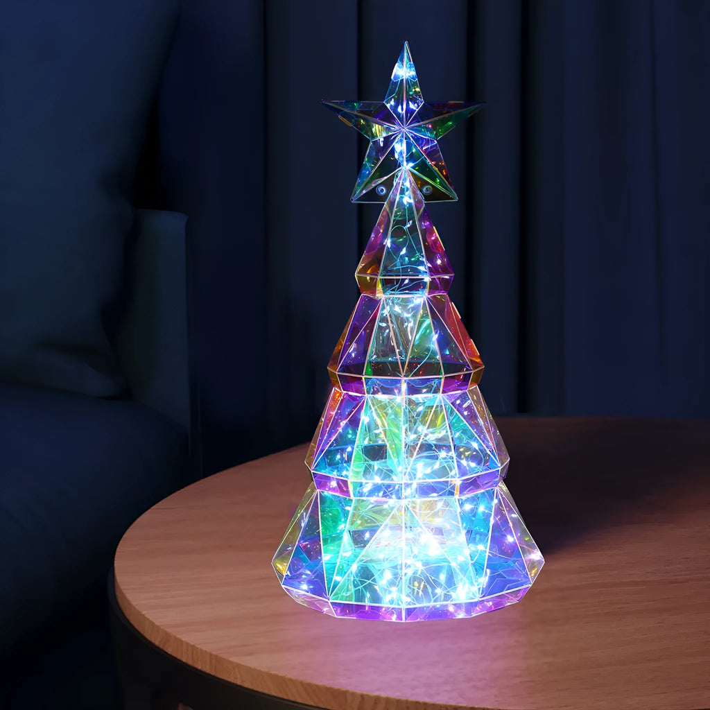Colourful cartoon Christmas tree light decoration made from PET plastic measuring 14.5×4.8×20cm