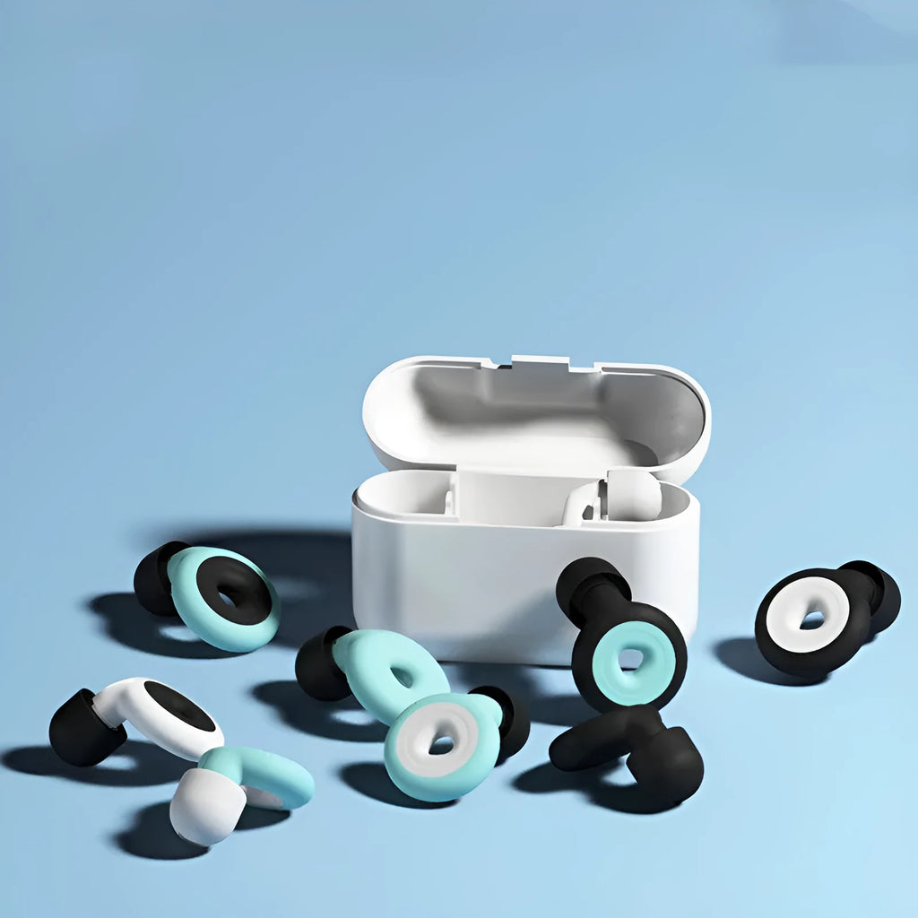 Silicone noise reduction earplug 55mm long 40mm high solid colour