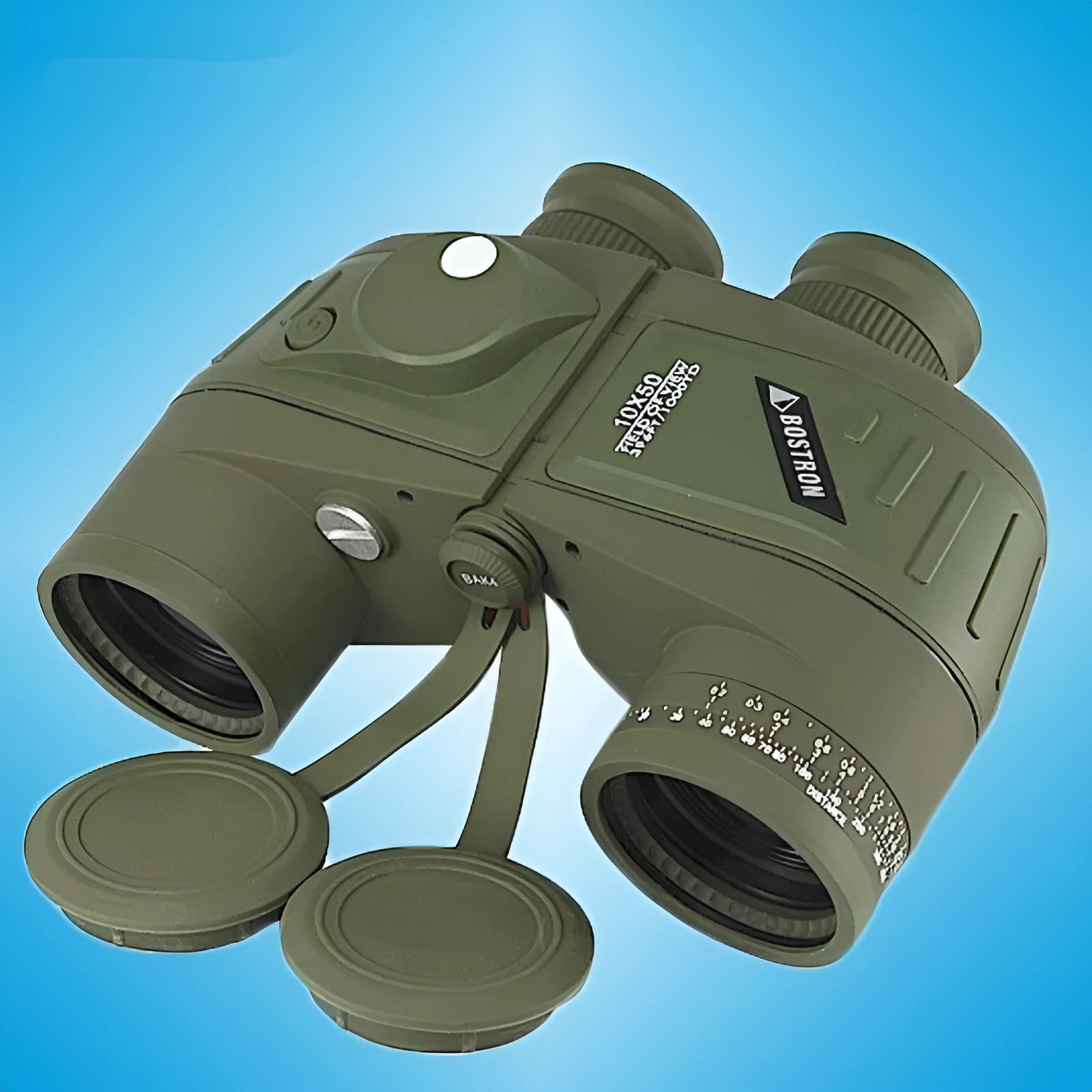 Botrand 10X50 army green navigation binocular with compass and 50mm objective lens