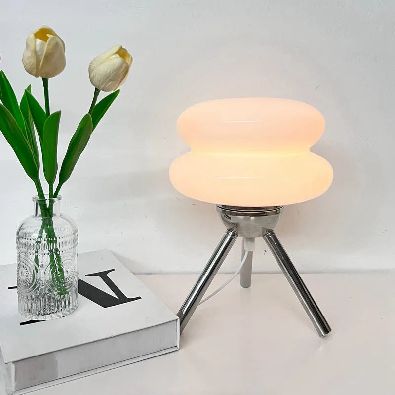 Geometric glass desk lamp in modern minimalist style with multiple colour options