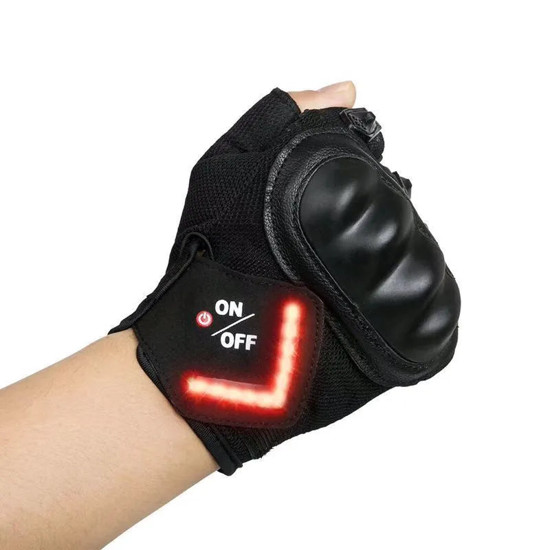 Auto sensing sport riding gloves with LED lights, anti-skid, available in black or white, sizes M L XL