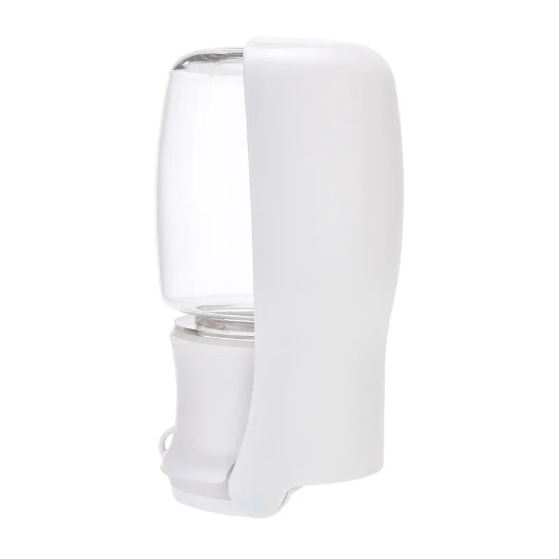 Foldable plastic dog water bottle in blue, pink or white with 350ml or 550ml capacity options