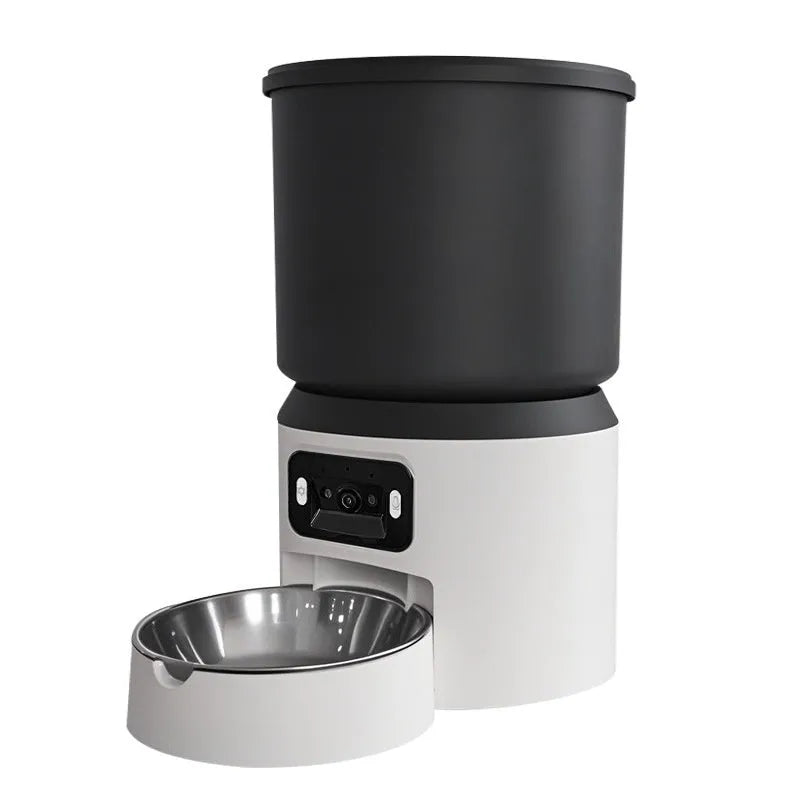 4 litre smart pet feeder with camera and stainless steel bowl for remote feeding