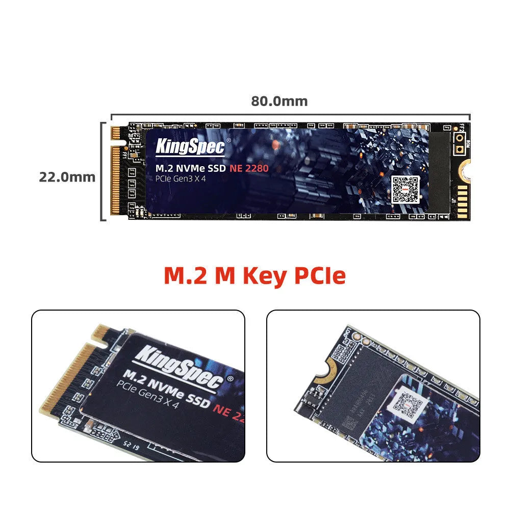 M.2 NVMe internal SSD 22x80mm with capacities up to 1TB and 1500MB/s read speed