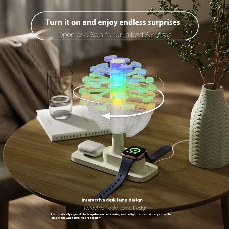 Geometric spiral tree LED table lamp with modern design in white colour option