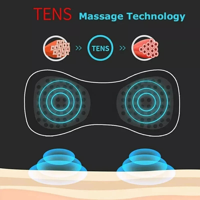 Black HQ-185 mini electric shoulder and neck massager for cervical spine relief with massage patches