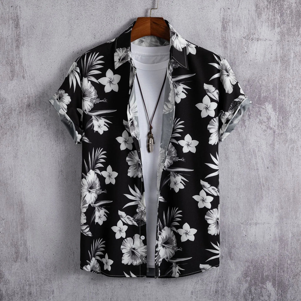 Men's digital printed shirt with colour matching pattern in blue, available in cotton polyester fabric
