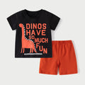 Boys' black cotton short sleeve t-shirt and shorts two-piece set in sizes 90cm to 140cm
