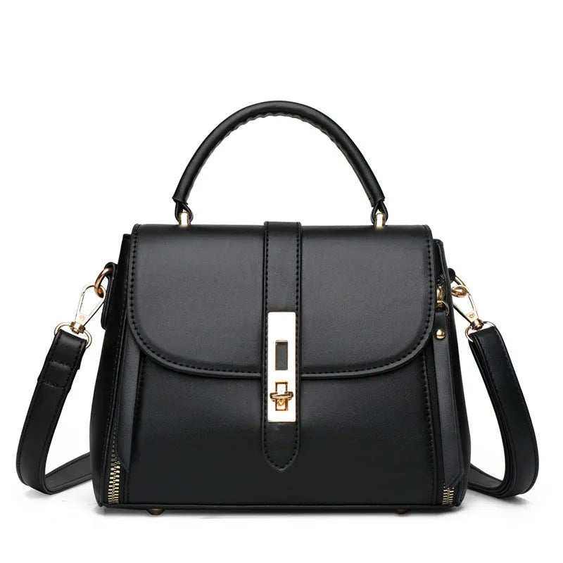 Square vertical women's soft PU leather messenger bag in black, blue, green, or red