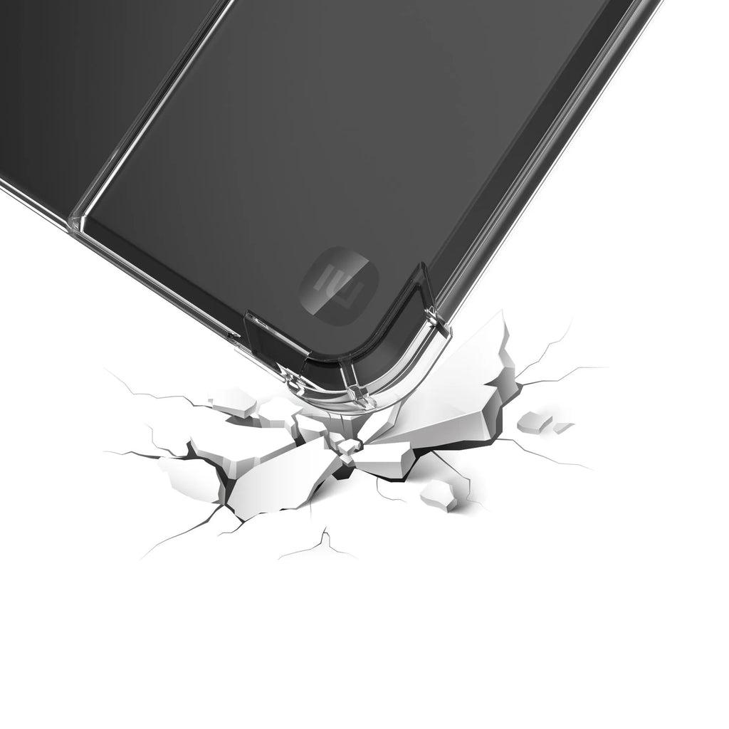 Transparent airbag protective phone case for a 7-inch device on a plain background.
