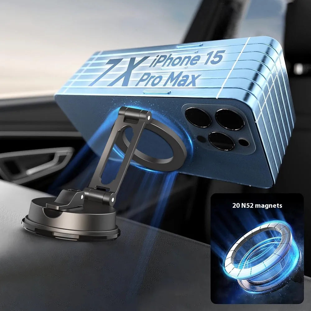 Black H154 car magnetic phone holder with suction cup mount on dashboard