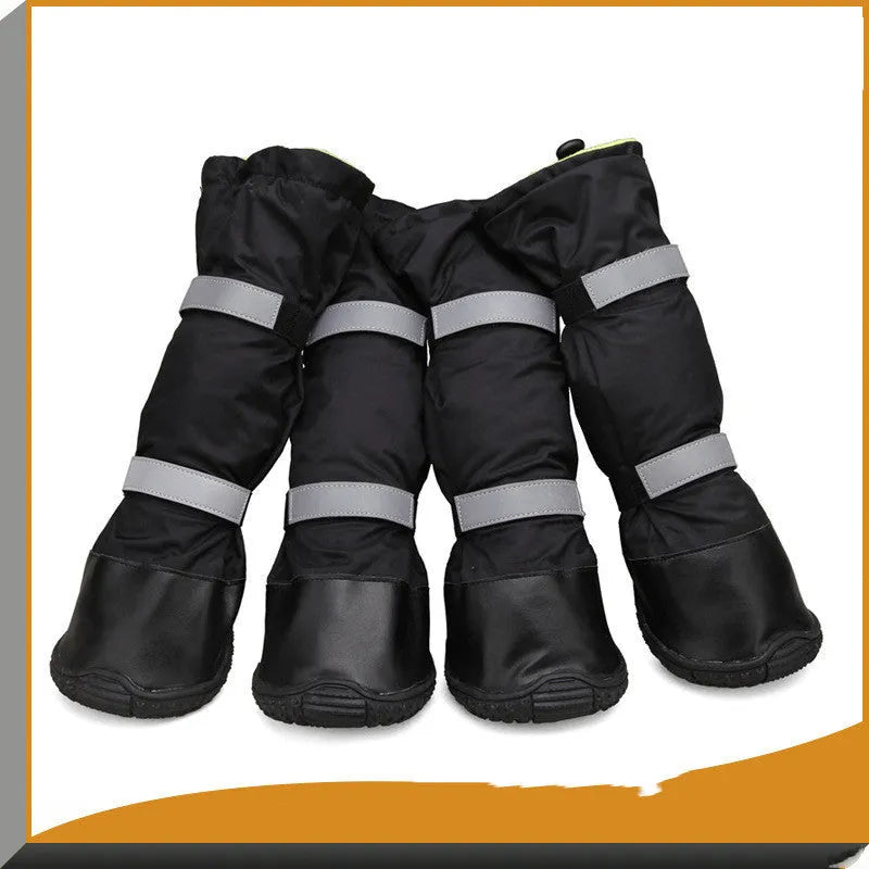 Waterproof dog rain boot in beef tendon fabric, black or blue, sizes XS to XXL for wet and snowy walks