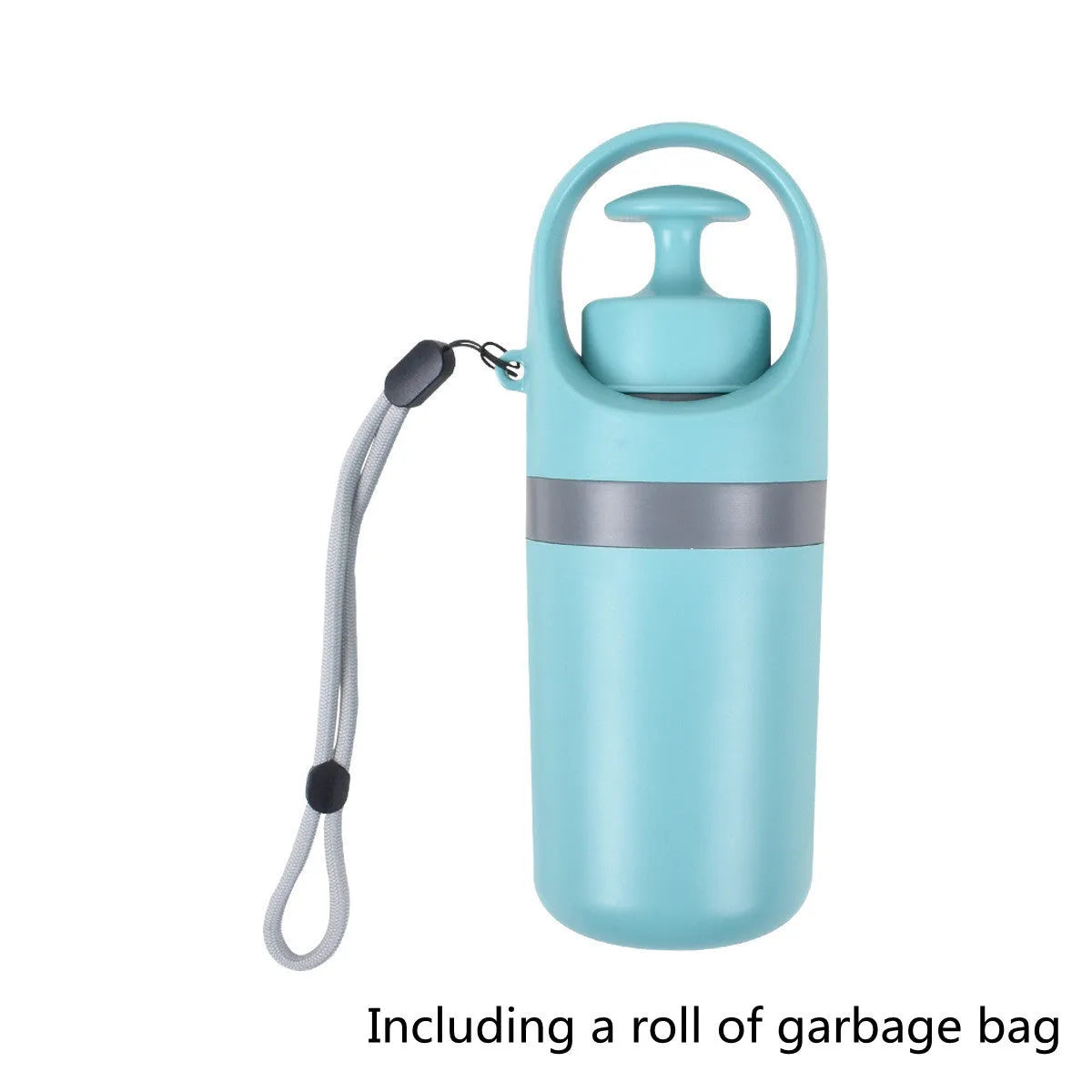 Blue portable dog pooper scooper with built-in bag dispenser and eight-claw shovel