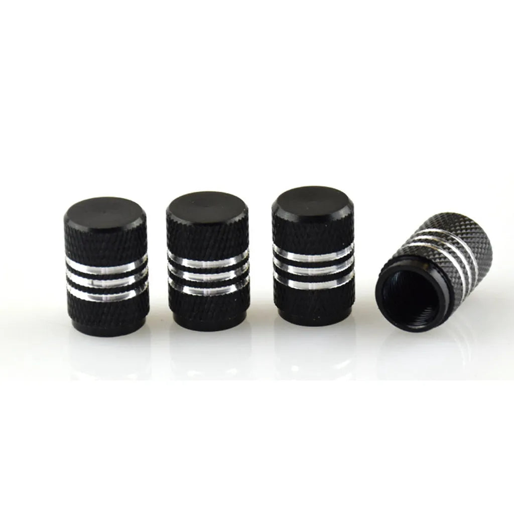 Stainless steel car tyre valve caps in ten colours including black, blue, gold and red