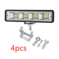Set of four white aluminium car LED work lights for automotive and vehicle modification.