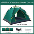 Automatic outdoor camping tent 3-4 person dark green with rain and sun protection