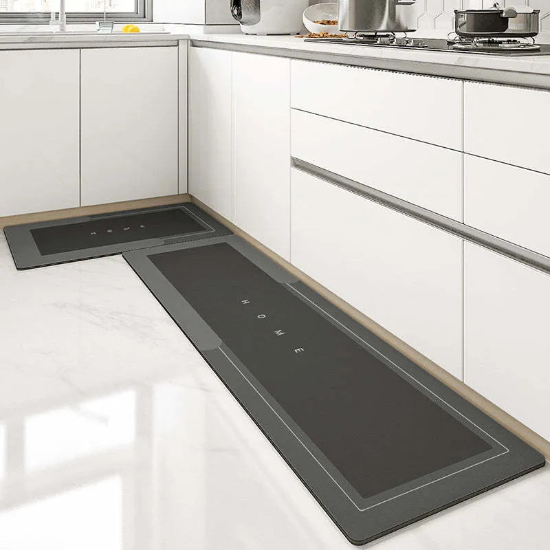 Machine woven bathroom floor mat in blended material showing oval and rectangle shape options
