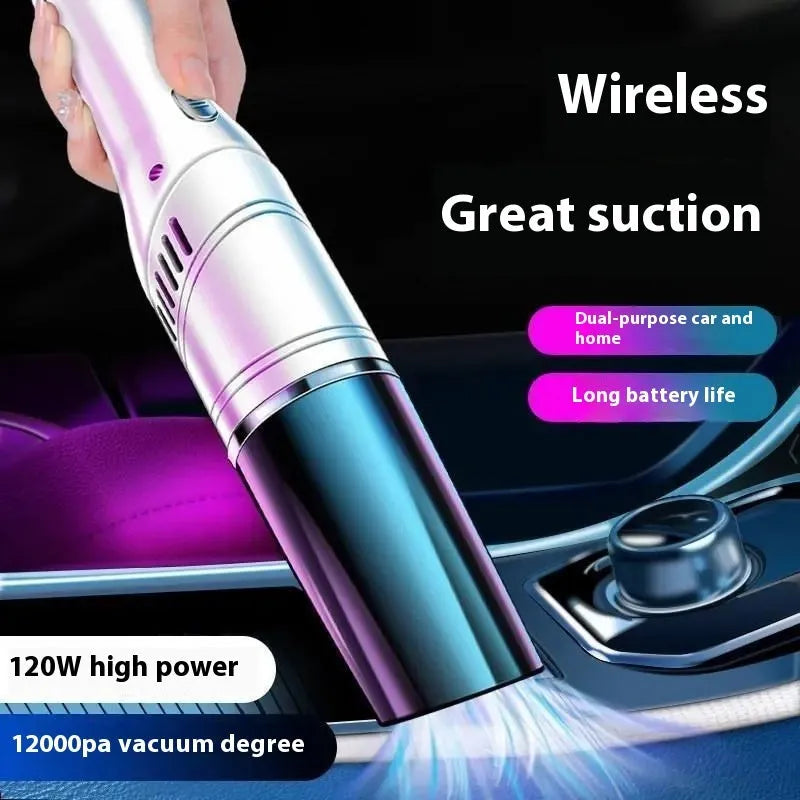 Handheld car vacuum cleaner in white or black, wireless 12000Pa or 12V wired 9000Pa, with tire pressure measurement function