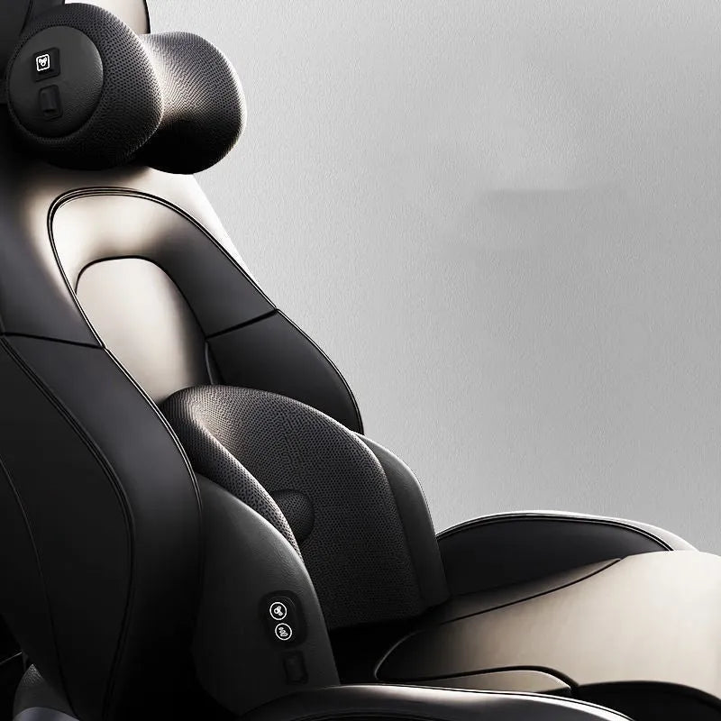 Memory cotton car massage cushion on a car seat in classic black colour.