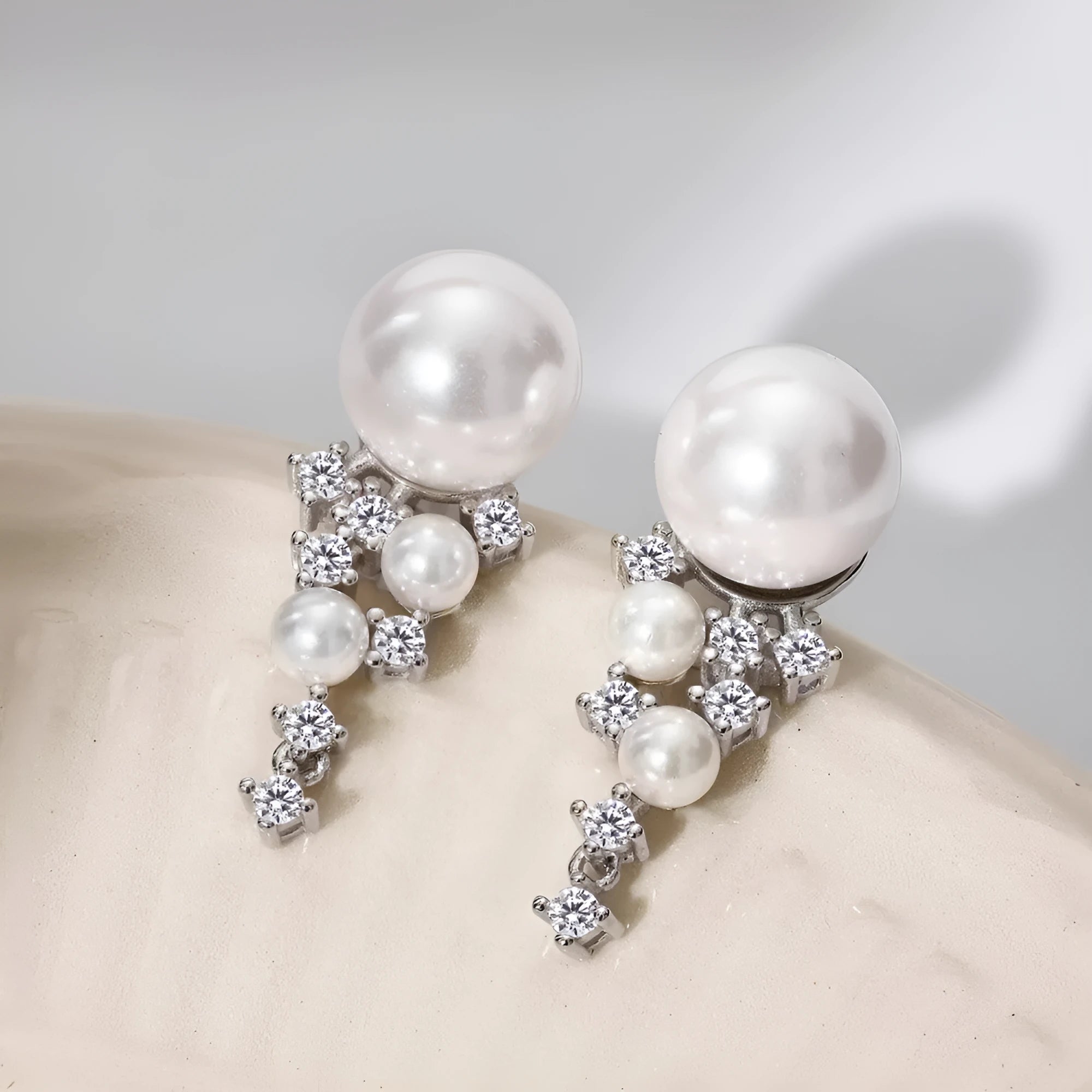 925 silver pearl stud earrings for women in E214 casual temperment wild style