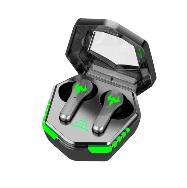 Black N35 wireless in-ear gaming Bluetooth headset with private mold earpieces.