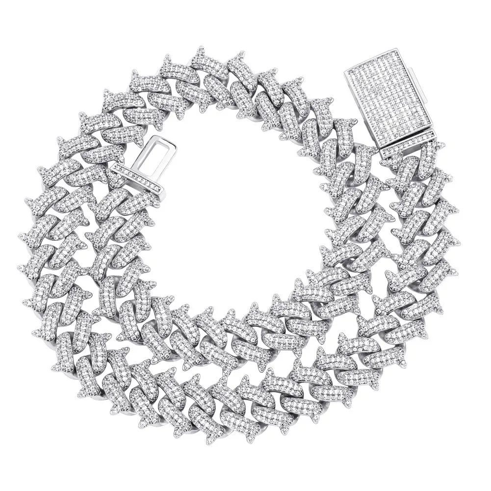 Men's hip hop copper full diamond-cut Cuban link chain necklace in gold finish