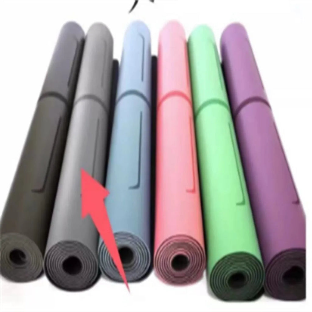 Grey natural rubber non-slip yoga mat, 5mm thick, 183x66cm, with suede or PU rubber surface