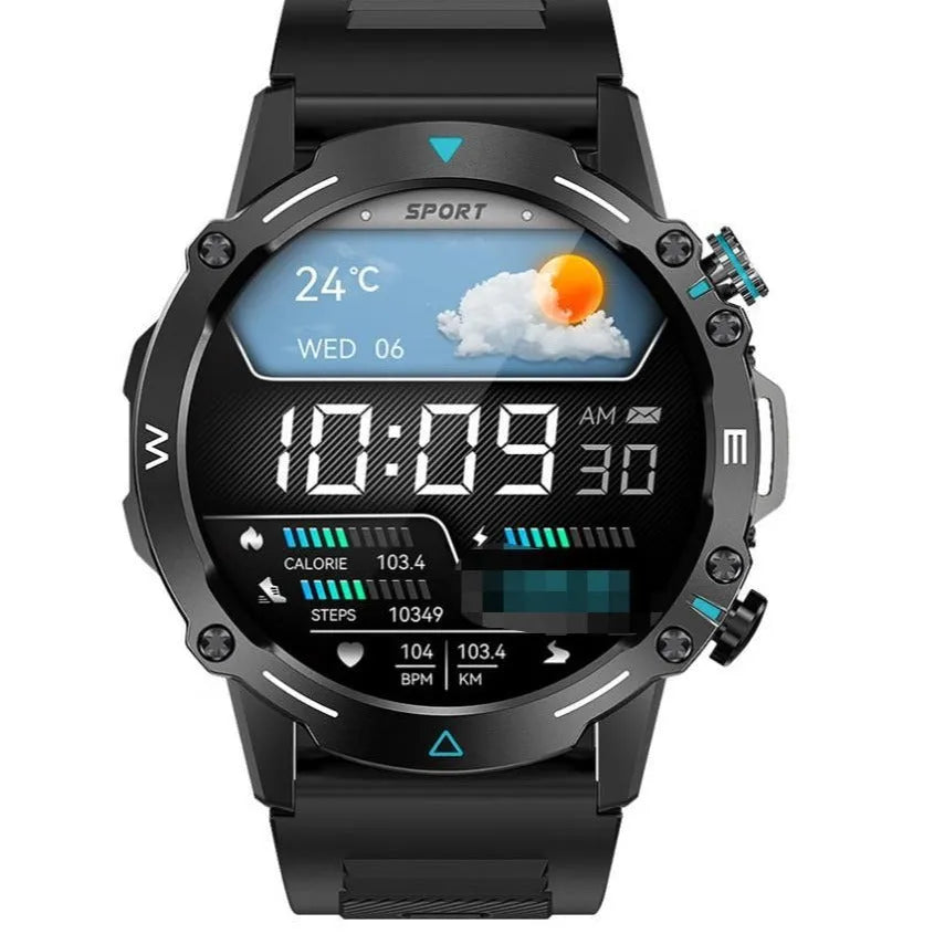 M42 smart watch in black, grey, or green with large AMOLED screen on wrist