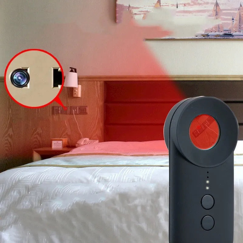 Black handheld GPS and wifi signal detector with micro-USB port on a compact ABS plastic body.