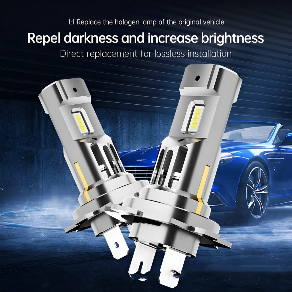 H1 car headlight bulb with 6000K output, 12V voltage and IP68 waterproof aluminium profile body