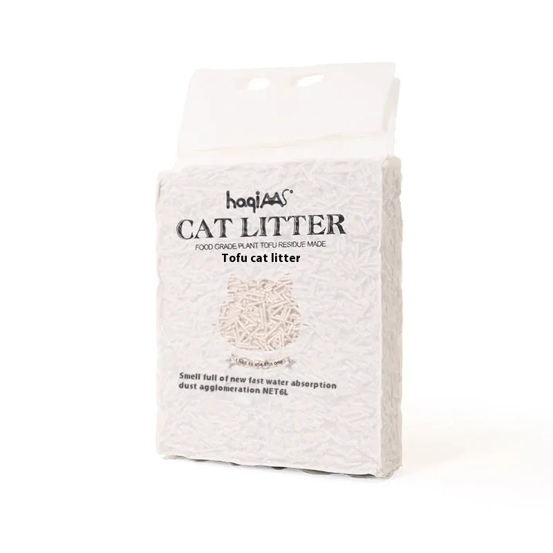 Tofu cat litter 6L green tea 4.6kg bag, plant-based soybean curd residue litter, 20cm x 6cm x 38cm pack